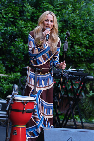 Singer Marta Sanchez performs during the tribute event to the song 'Resistire', at the SGAE headquarter in Madrid.