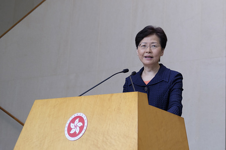 Hong Kong's Chief Executive Carrie Lam Cheng Yuet-ngor speaks during a Press conference after an estimated 1.7 million protesters took part in an unauthorised rally over the weekend.
The political unrest in Hong Kong triggered by the extradition bill put forward by the government continues. Thousands of the Chinese People's liberation army are now stationed at the border with Hong Kong ready to be deployed to the special administrative region if the Hong Kong government request military assistance from Beijing.