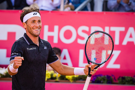 Casper Ruud of Norway celebrates after winning the Final of the Millennium Estoril Open 2023 - ATP 250 tennis tournament in Estoril. (Final score; Casper Ruud 2:0 Miomir Kecmanovic)