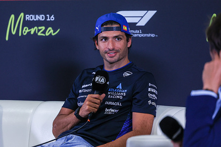 Carlos Sainz of Spain and Atlassian Williams Racing FW47 (55) seen in the Drivers Press Conference during the F1 Grand Prix of Italy 2025 - Media Day at Autodromo Nazionale Monza.