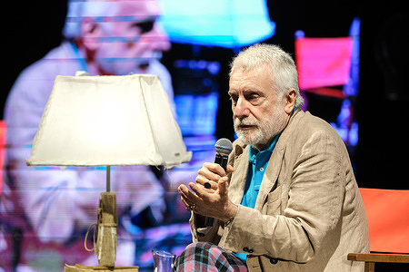 Paolo Crepet Italian psychiatrist attends during his tour “Il reato di pensare” (The Crime of Thinking) at Teatro Verde. An engaging talk on freedom of thought, educational responsibility, and social change.