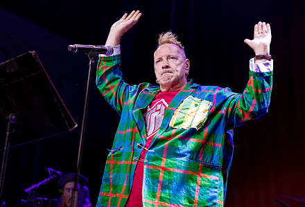 John Lydon (formerly Johnny Rotten) of Public Image Ltd (PiL) performs live on stage during their This Is Not The Last Tour at Parr Hall.