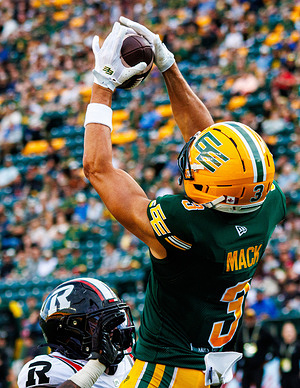 Edmonton Elk's (3) Austin Mack seen in action with the Ottawa Red Blacks during the CFL action at the Commonwealth Stadium. Final score Edmonton Elks 40 : 17 Ottawa Red Blacks