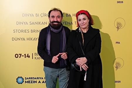 Kurdish director Kemal Orgun (L) and director Leyla Toprak are seen at the 3rd Amed International Film Festival. The Kurdish film "Rojbash" (Good morning) screened at the 3rd Amed International Film Festival in Diyarbakir, Turkey. Directed by Kurdish director Ozkan Kucuk, the award-winning film, tells the story of a group of Kurdish theater actors performing under difficult conditions due to political obstacles in Turkey.
