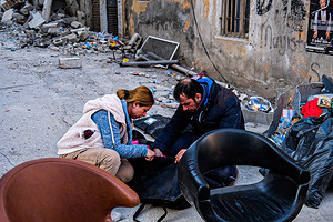 Hatay, Turkey - 14/02/2023 16:48:16: A couple is mourning over the death of their children who died during the earthquake. Turkey and Syria have experienced the worst earthquakes to strike the region in almost a century. A 7.8-magnitude quake struck southeastern Turkey, which was followed by a second quake of 7.7 in northern Syria. More than 30,000 people are reported to have died due to the quakes, and the death toll is still rising.