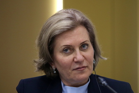 Anna Popova, Head of the Federal Service for Surveillance on Consumer Rights Protection and Human Wellbeing Chief State Sanitary Physician of the Russian Federation, attends a session on From Aid to Partnership: Working Together to Fight Epidemics in the framework of the Russia - Africa, Second Summit Economic and Humanitarian forum 2023 in Saint Petersburg.