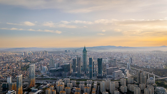 (EDITORS NOTE: Image taken with drone)
A general view of Istanbul's financial center. Istanbul’s İstanbul Finans Merkezi has returned to the spotlight as new banks and financial institutions relocate in line with Turkey’s ambition to become a regional financial hub, while claims that Gulf-based capital may be seeking alternatives amid Middle East geopolitical tensions with a possible partial shift of funds from Dubai are drawing attention; the government is accelerating tax incentives and regulatory measures to attract international investors, and officials say talks with numerous global companies have intensified.