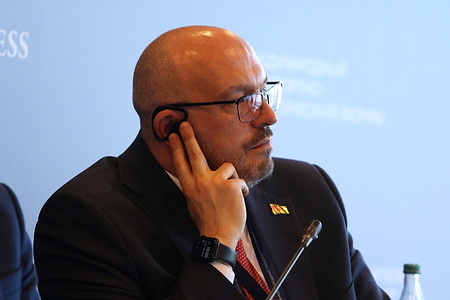 Yury Dubina, Head of the Department of Scientific and Technical Policy and Informatization, Ministry of Transport and Communications of the Republic of Belarus seen during the Implementing the European Agreement on the Work of Crews of Vehicles Engaged in International Road Transport session of the International Transport and Logistics Forum at Expoforum 2026.