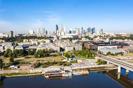 (EDITORS NOTE: Image taken with drone) An aerial view of the financial centre in the capital.