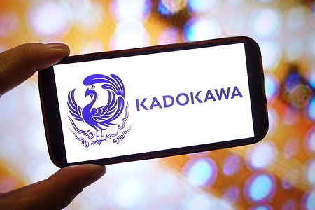 In this photo illustration, a Kadokawa company logo is seen displayed on a smartphone screen.