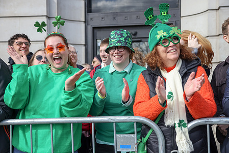 People celebrate the annual St Patrick’s Day parade in central London. The parade, organised as part of the capital’s St Patrick’s Day celebrations, features marching bands, dance troupes and community groups, culminating in festivities in Trafalgar Square. St Patrick’s Day, also known as the Feast of Saint Patrick, is a religious and cultural holiday celebrated each year on March 17. It honours the life and legacy of Saint Patrick, the patron saint of Ireland.