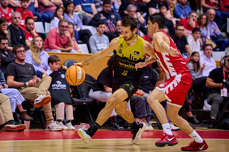 Bruno Fitipaldo of La Laguna Tenerife seen in action during match of the Basketball ACB Liga Endesa gameday 30 between Basquet Girona and La Laguna Tenerife at Fontajau Pavilion. Basquet Girona 84 : 93 La Laguna Tenerife
