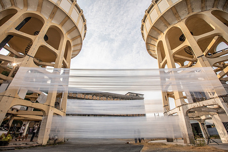 Plastic wrap seen around the Metropolitan Waterworks Authority Maen Si (Water Towers) as part of an exhibition during the Bangkok Design Week 2023. The "Bangkok Design Week 2023", held from February 04 to 12, following this year’s theme of “Urban-Nice-Zation” is the most significant design festival in Southeast Asia, with more than 400 design and creativity programs from more than 2,000 participants with over 400,000 Thai and international visitors each year, it also promotes Bangkok's designation as a UNESCO Creative City Network Bangkok City of Design.