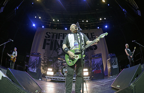 Jake Burns of Stiff Little Fingers performs live during a concert at The Roundhouse in London.