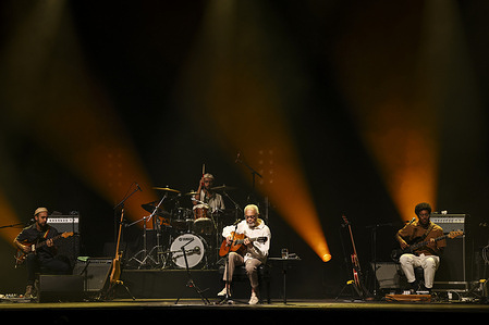 Brazilian singer Gilberto Gil performs live during a concert at the Coliseu do Porto.