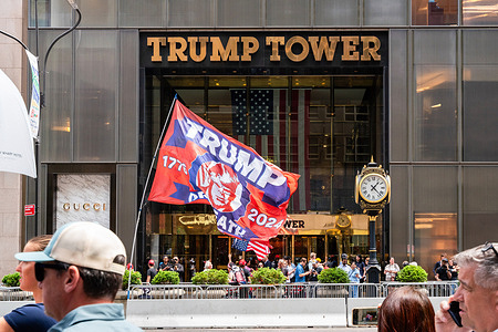 Donald Trump Supporters seen outside Trump Towers. Donald Trump Supporters and fans stand outside Trump Towers in New York City after he found guilty of 34 counts of falsification of business records in the first degree, which is a felony in New York.
Angry supporters of Donald Trump the former President of the United States waved flags and held banners showing their support and backing him in the next election.