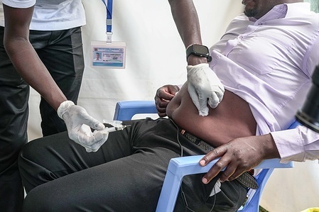 A healthcare worker administers a dose of lenacapavir, a long-acting HIV pre-exposure prophylaxis (PrEP) injection, to a man during the drug’s rollout in Nakuru. Kenya is rolling out Lenacapavir, a long-acting injectable pre-exposure prophylaxis (PrEP) drug that provides up to six months of protection with a single injection.