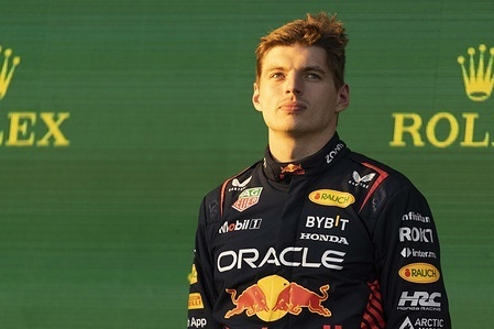 Max Verstappen of the Netherlands and Oracle Red Bull Racing seen after winning the Formula One Australian Grand Prix at the Albert Park Circuit in Melbourne.