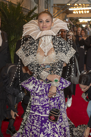 New York, United States - 05/05/2025 16:55:53: Natasha Poonawalla wearing Manish Malhotra departs the Pierre Hotel for 2025 Met Gala in New York City.
