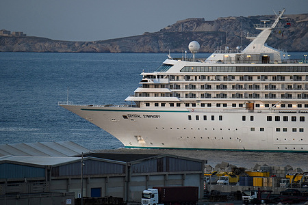 The passenger cruise ship Crystal Symphony arrives at the French Mediterranean port of Marseille.