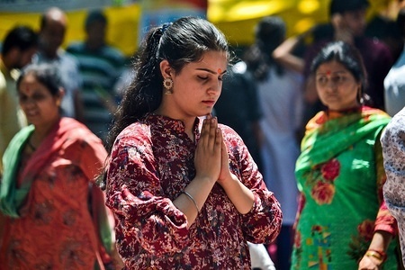 A devotee prays at the Kheer Bhawani temple during the annual Hindu festival in Ganderbal district, about 30kms northeast of Srinagar, Kashmir.
Thousands of Kashmiri Hindus, many of whom were displaced 20 years ago, attended the festival in order to worship the Hindu goddess Mata Kheer Bhawani on the day of her birth. Some 200,000 Kashmiri Pandits fled the region in the early nineties at the start of an insurgency against Indian rule mainly to the Hindu-dominated southern city of Jammu and they return yearly for the festival.
