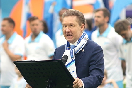 Alexey Miller, Chairman of the Management Board of Gazprom PJSC, was seen during the Legends match held in honor of Zenit's 100th anniversary, where Zenit Saint Petersburg faced Zenit Leningrad. Final score: Zenit Saint Petersburg 3:1 Zenit Leningrad.