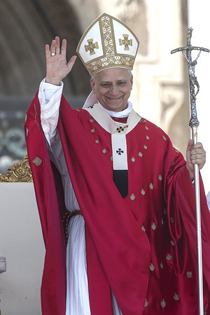 Pope Leo XIV seen during the Holy Mass on the Solemnity of Pentecost and Jubilee of Movements, Associations and New Communities at St. Peter's square.