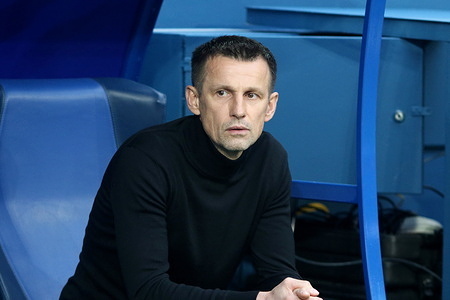 Sergei Semak, head coach of Zenit seen in action during the finals of the Russian Cup in the RPL, the first football match between Zenit Saint Petersburg and CSKA Moscow at Gazprom Arena. Final score; Zenit 2:0 CSKA.