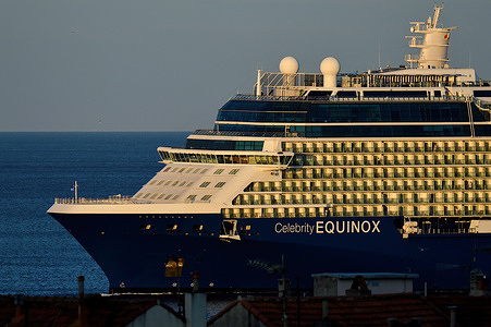 The passenger cruise ship Celebrity Equinox arrives at the French Mediterranean port of Marseille.