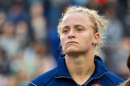 Hannah Betfort (33) of the North Carolina Courage seen prior to the NWSL match against NJ/NY Gotham FC. NJ/NY Gotham FC and the North Carolina Courage played to a 0-0 draw in the 2026 NWSL home opener at Sports Illustrated Stadium in Harrison, New Jersey, on March 21, 2026. The match was preceded by a ceremony unveiling Gotham's 2025 championship banner and concluded with the players receiving their title rings. Despite a record home opener crowd of 10,796 and the return of defender Tierna Davidson from injury, both defenses remained compact. Goalkeepers Ann-Katrin Berger and Kailen Sheridan—returning to face her former club—each recorded clean sheets to ensure both teams remained unbeaten to start the season.