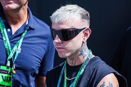 Jacopo Lazzarini aka Lazza rapper is seen during F1 Grand Prix of Italy 2025 - Race at Autodromo Nazionale Monza.