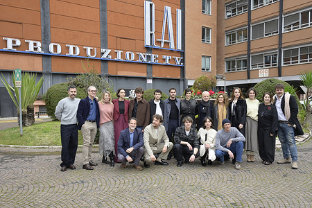 Cast of Prima di noi attend the photocall of Rai tv series Prima di noi at Rai centro produzioni Via Teulada.