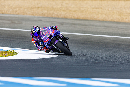 Number 43 Prima Pramac Yamaha MotoGP rider Jack Miller during free practice 1 at the 2026 Estrella Galicia 0,0 Grand Prix of Spain.