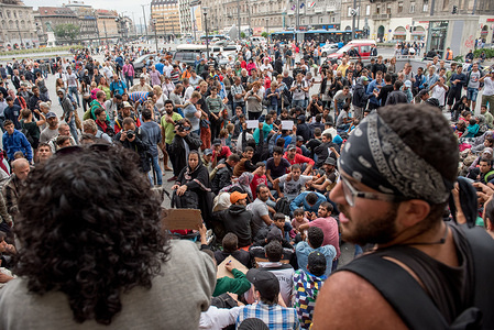 Refugees are seen protesting against Hungarian government policies at Keleti metro station. Hungarian authorities have closed Budapest’s main station to refugees and migrants who had been camped outside for weeks waiting for a chance to take a train to Western Europe. In 2018, Viktor Orban's government passed a new law called STOP Soros, that makes it illegal to help undocumented migrants. On August 22, 2018, Human Rights Watch issue a report informing that Hungarian authorities have stopped food distribution for rejected asylum seekers held in transit zones on the country's border with Serbia.