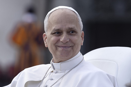 Pope Leo XIV leaves at the end of his weekly general audience in St. Peter's square at the Vatican.