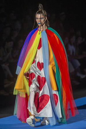 A model walks the runway for Agatha Ruiz de la Prada's Spring/Summer 2026 collection during the 40th Mercedes-Benz Fashion Week in Madrid.