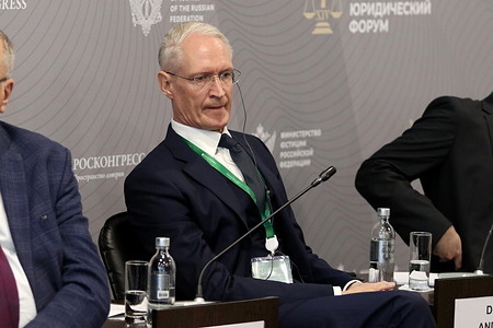 Klaus Oblin, Senior Counsel, OBLIN Attorneys at Law during the Economic Warfare against Freedom of Navigation: How to Navigate Maritime Trade amid Unlawful Restrictions and Piracy session at The St. Petersburg International Legal Forum at the Expoforum Convention and Exhibition Center.