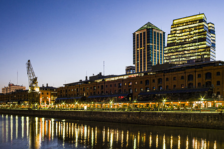 A view of Puerto Madero in the evening in Buenos Aires.
