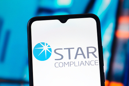 In this photo illustration, the StarCompliance (Star Compliance) logo is seen displayed on a smartphone screen.