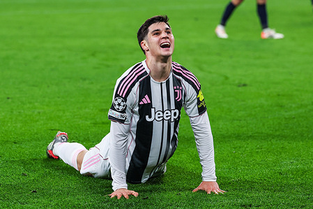Vasilije Adzic of Juventus FC reacts during UEFA Champions League 2025/26 League Phase - Matchday 6 football match between Juventus FC and Pafos FC at Allianz Stadium. Final score; Juventus FC 2 : 0 Pafos FC.