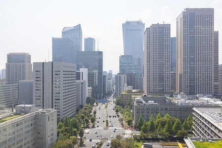 A view of Tokyo street towards Toranomon Hills.