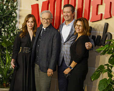 Kristie Macosko Krieger, Steven Spielberg, Jeff Small and Holly Bario attend The Thursday Murder Club UK Premiere at the Leicester Square Gardens in Leicester Square.