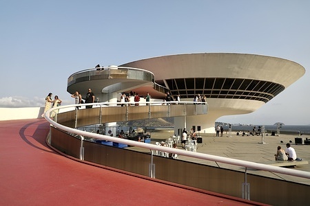 The Niterói Museum of Contemporary Art in Niterói, Brazil, is pictured. Inaugurated in 1996, it was designed by Brazilian architect Oscar Niemeyer. Its futuristic structure is reminiscent of a flying saucer. Oscar Niemeyer is one of Brazil's most famous architects. He belongs to the International Style movement. He is best known for building Brazil's capital Brasilia with urban planner Lúcio Costa, inaugurated in 1960. Niteroi, across Guanabara Bay from Rio de Janeiro, is the second city in the world with the most Niemeyer buildings, after Brasilia.