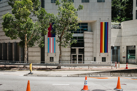 British Consulate-General Hong Kong, raises a rainbow flag, a transgender flag and a bisexual flag to celebrate LGBT rights in pride month.