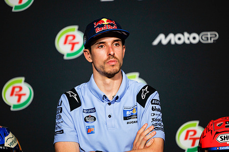 Number 73 BK8 Gresini Racing MotoGP rider Alex Marquez, seen during the press conference at the 2026 PT Grand Prix of Thailand.