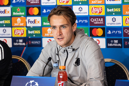 William Clem of F.C. Copenhagen attends a press conference ahead of the UEFA Champions League 2025/26 League Phase between F.C. Copenhagen and Bayer 04 Leverkusen at Parken Stadium.