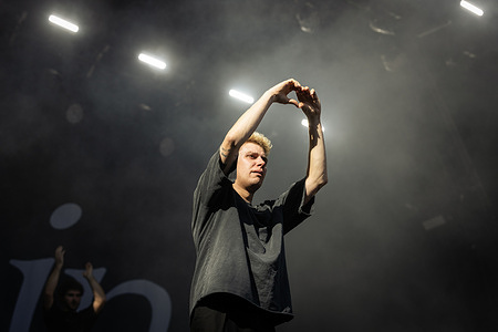 Jean-Noël Scherrer, singer and guitarist from the french rock band Last Train, is seen live on stage at the Rock en Seine music festival. The french rock band Last Train performed in the last day of the Rock en Seine 2025 music festival at the Domaine National Parc de Saint-Cloud, in Paris.