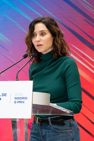 President of the Community of Madrid, Isabel Diaz Ayuso, presents the Formula E World Championship 2026 Madrid E-Prix, at the Real Casa de Postas. The Madrid E-Prix is an electric single-seater competition that will be held for the first time at the Circuito de Madrid Jarama in March 21, 2026.