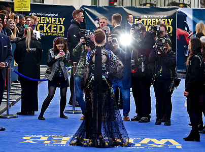 Lily Collins attends the European Premiere of Extremely Wicked, Shockingly Evil and Vile at The Curzon Mayfair in London