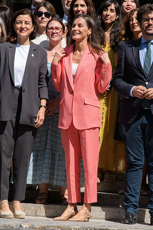 Queen Letizia of Spain seen during her visit to the facilities of the Spanish Agency for International Development Cooperation (AECID).